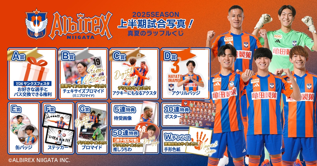 【半額】 アルビレックス新潟 2025SEASON 上半期試合写真！真夏のラッフル スポーツ選手